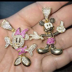 Moisenette Minnie Mouse and Mickey Mouse pendant